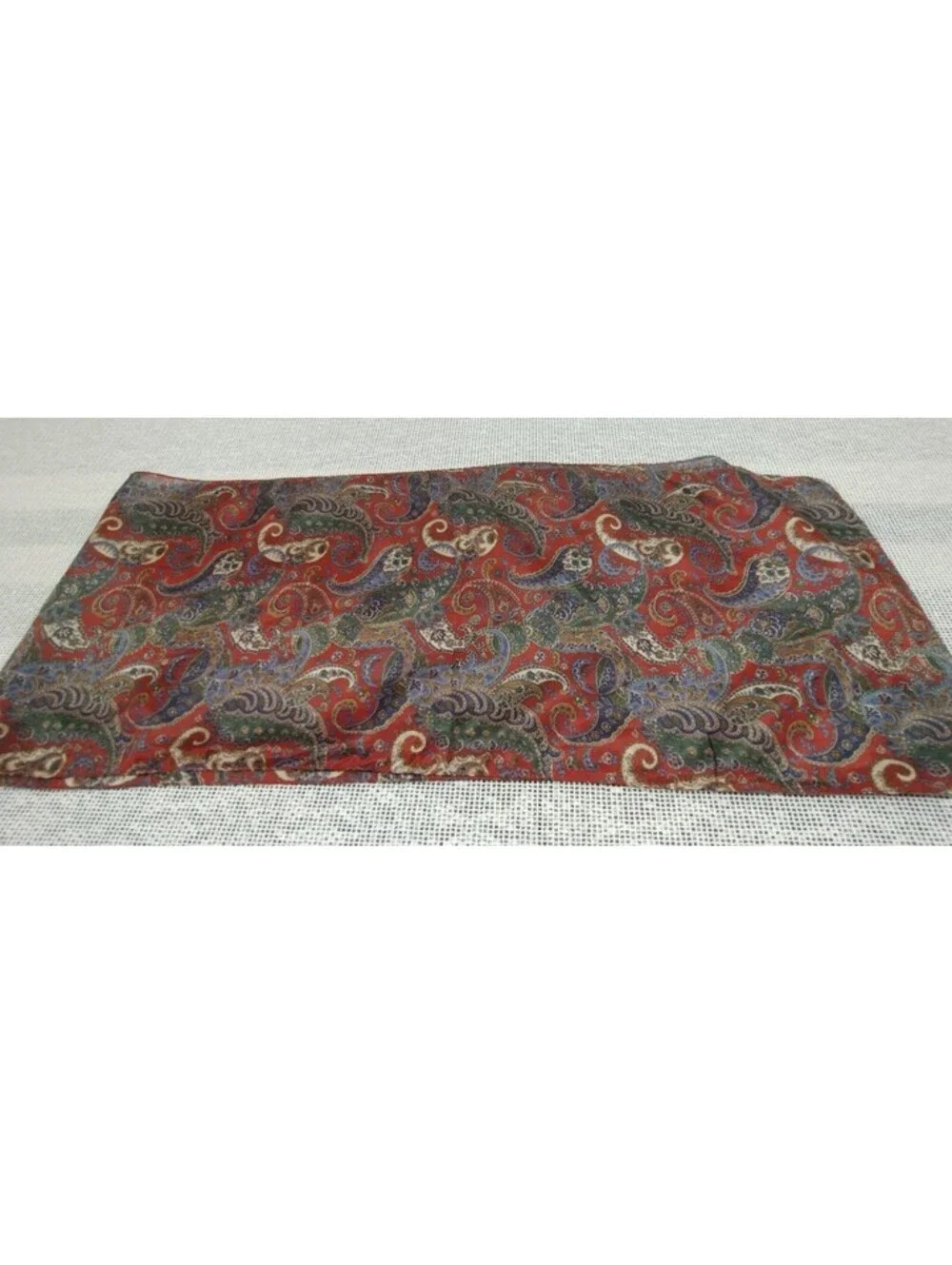 Vintage Paisley Pure Silk Scarf Men's Brown Bohemian Oblong 70s 80s Evening Wear